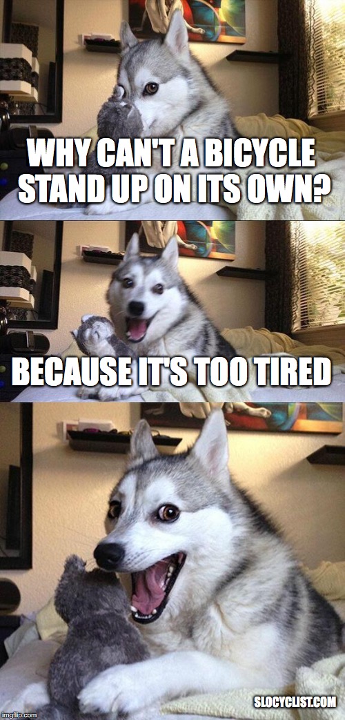 Funny Bicycle Meme funny meme about bicycles pad pun dog cycling joke