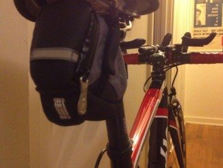 A small bicycle saddlebag seat wedge
