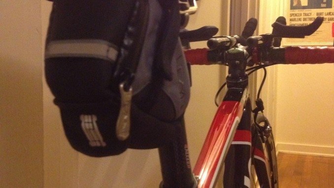 A small bicycle saddlebag seat wedge