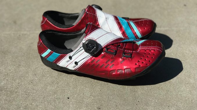 bont helix cycling shoes in red and white review